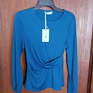 Chic Teal Long Sleeve Blouse